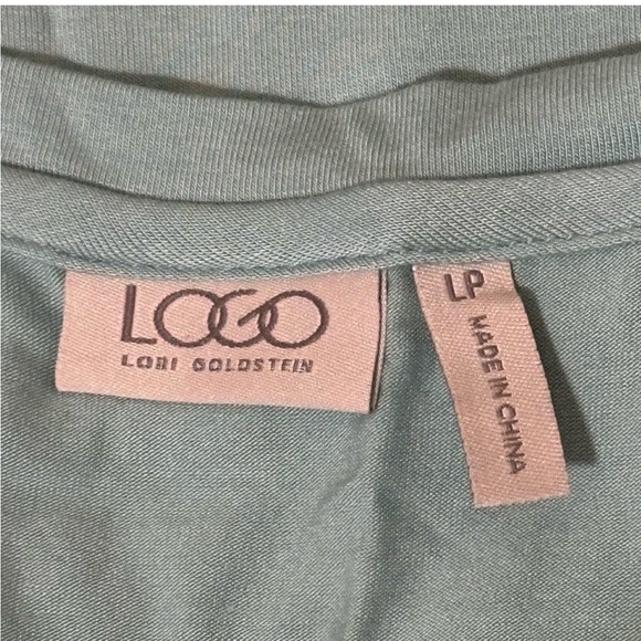 LOGO by Lori Goldstein Mint Women’s Tunic Top w/Satin & Lace Hem - Large Petite - Picture 5 of 6